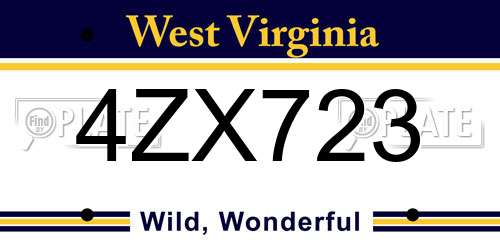 4ZX723 West Virginia License Plate