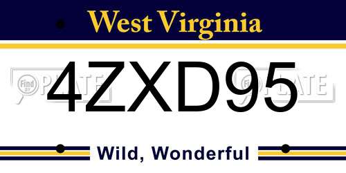 4ZXD95 West Virginia License Plate