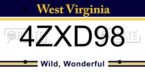 4ZXD98 West Virginia License Plate