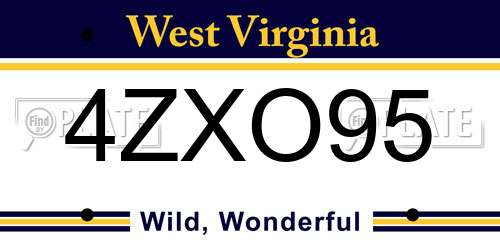 4ZXO95 West Virginia License Plate