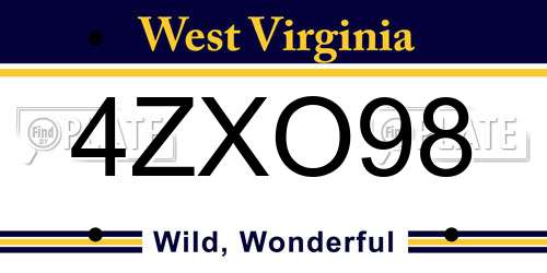 4ZXO98 West Virginia License Plate