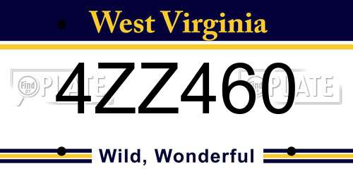 4ZZ460 West Virginia License Plate