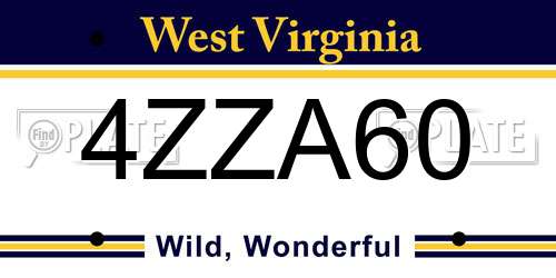 4ZZA60 West Virginia License Plate