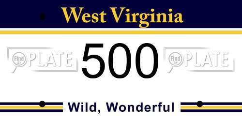 500 West Virginia License Plate