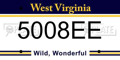 5008EE West Virginia License Plate