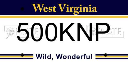 500KNP West Virginia License Plate