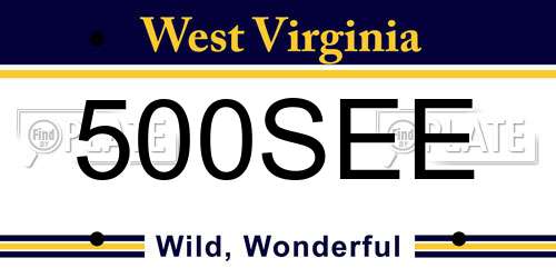 500SEE West Virginia License Plate