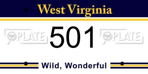 501 West Virginia License Plate