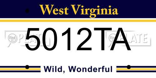 5012TA West Virginia License Plate