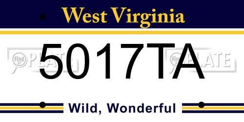 5017TA West Virginia License Plate