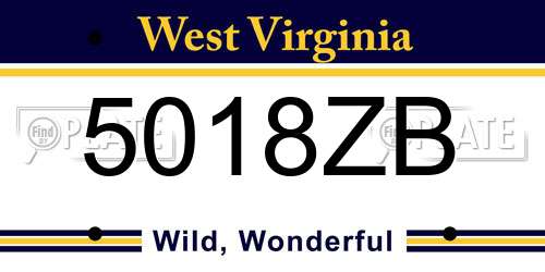 5018ZB West Virginia License Plate