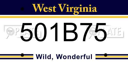 501B75 West Virginia License Plate