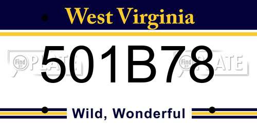 501B78 West Virginia License Plate