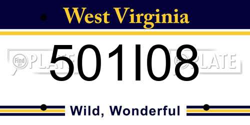 501I08 West Virginia License Plate