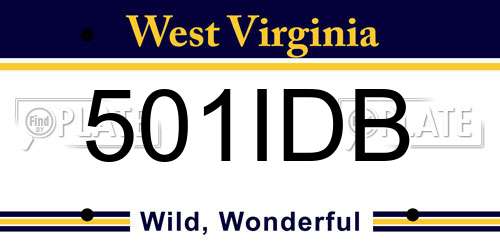 501IDB West Virginia License Plate