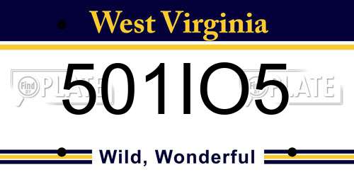 501IO5 West Virginia License Plate