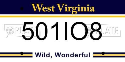 501IO8 West Virginia License Plate