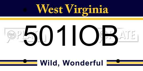 501IOB West Virginia License Plate