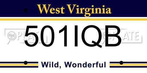 501IQB West Virginia License Plate