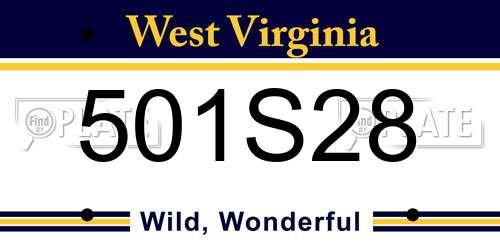 501S28 West Virginia License Plate