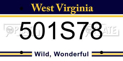 501S78 West Virginia License Plate