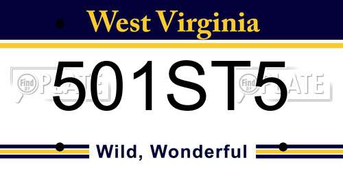 501ST5 West Virginia License Plate