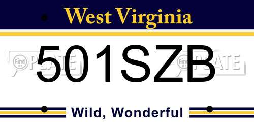 501SZB West Virginia License Plate