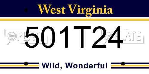 501T24 West Virginia License Plate