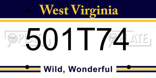 501T74 West Virginia License Plate