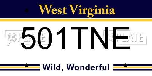 501TNE West Virginia License Plate