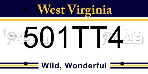 501TT4 West Virginia License Plate
