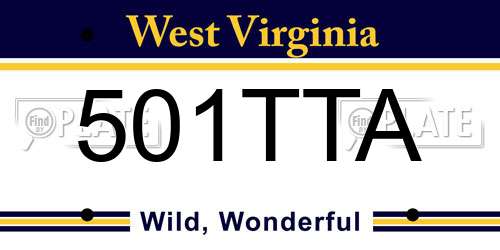 501TTA West Virginia License Plate