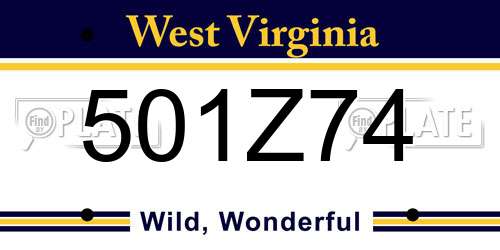 501Z74 West Virginia License Plate