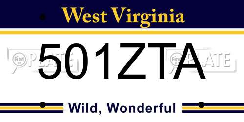 501ZTA West Virginia License Plate