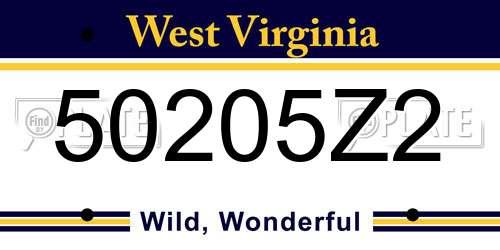 50205Z2 West Virginia License Plate
