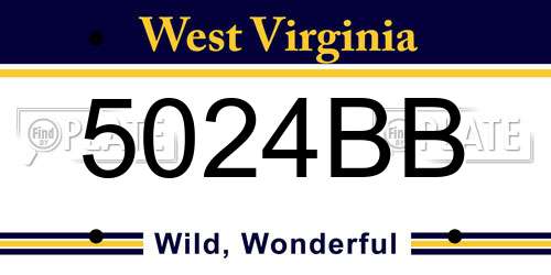 5024BB West Virginia License Plate