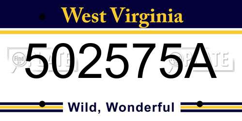 502575A West Virginia License Plate