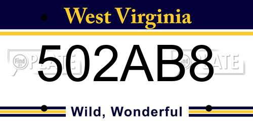 502AB8 West Virginia License Plate
