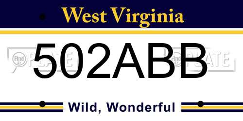 502ABB West Virginia License Plate