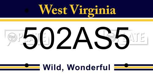 502AS5 West Virginia License Plate