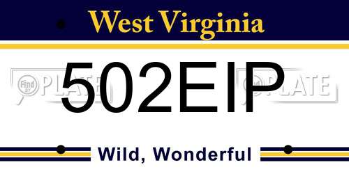 502EIP West Virginia License Plate