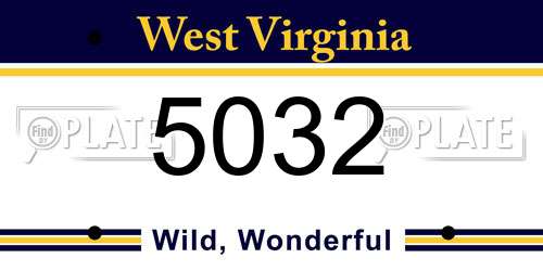 5032 West Virginia License Plate