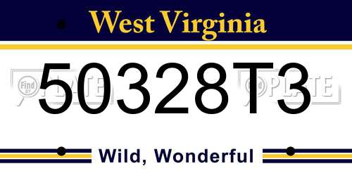 50328T3 West Virginia License Plate