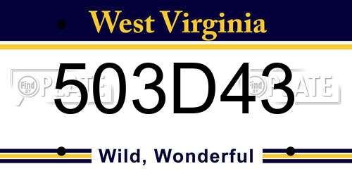 503D43 West Virginia License Plate