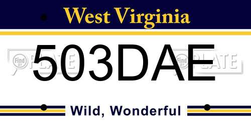 503DAE West Virginia License Plate