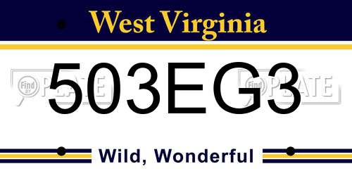 503EG3 West Virginia License Plate