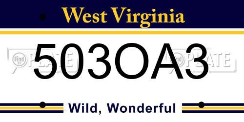 503OA3 West Virginia License Plate