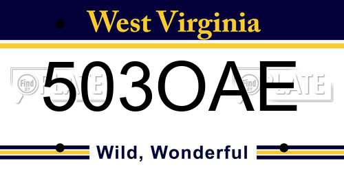 503OAE West Virginia License Plate