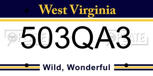 503QA3 West Virginia License Plate