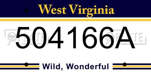 504166A West Virginia License Plate